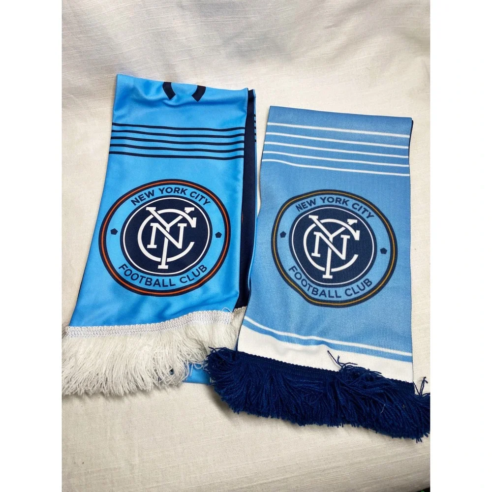 New York City FC *Lot of 2* NYCFC Soccer Scarves Blue Navy White Reversible